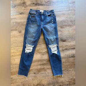Frame Denim Distressed Blue Skinny Jeans